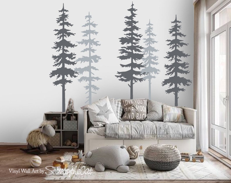 Wall Decals Nursery Pine Tree Forest Wall Decalstree Wall Etsy