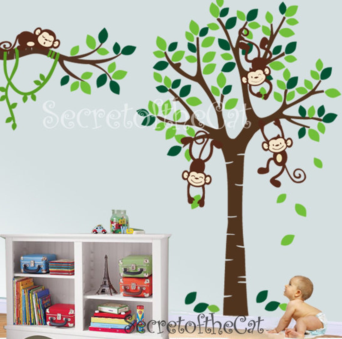 Tree and Monkey Decal wall Decal Kidswall Decal Nursery Etsy