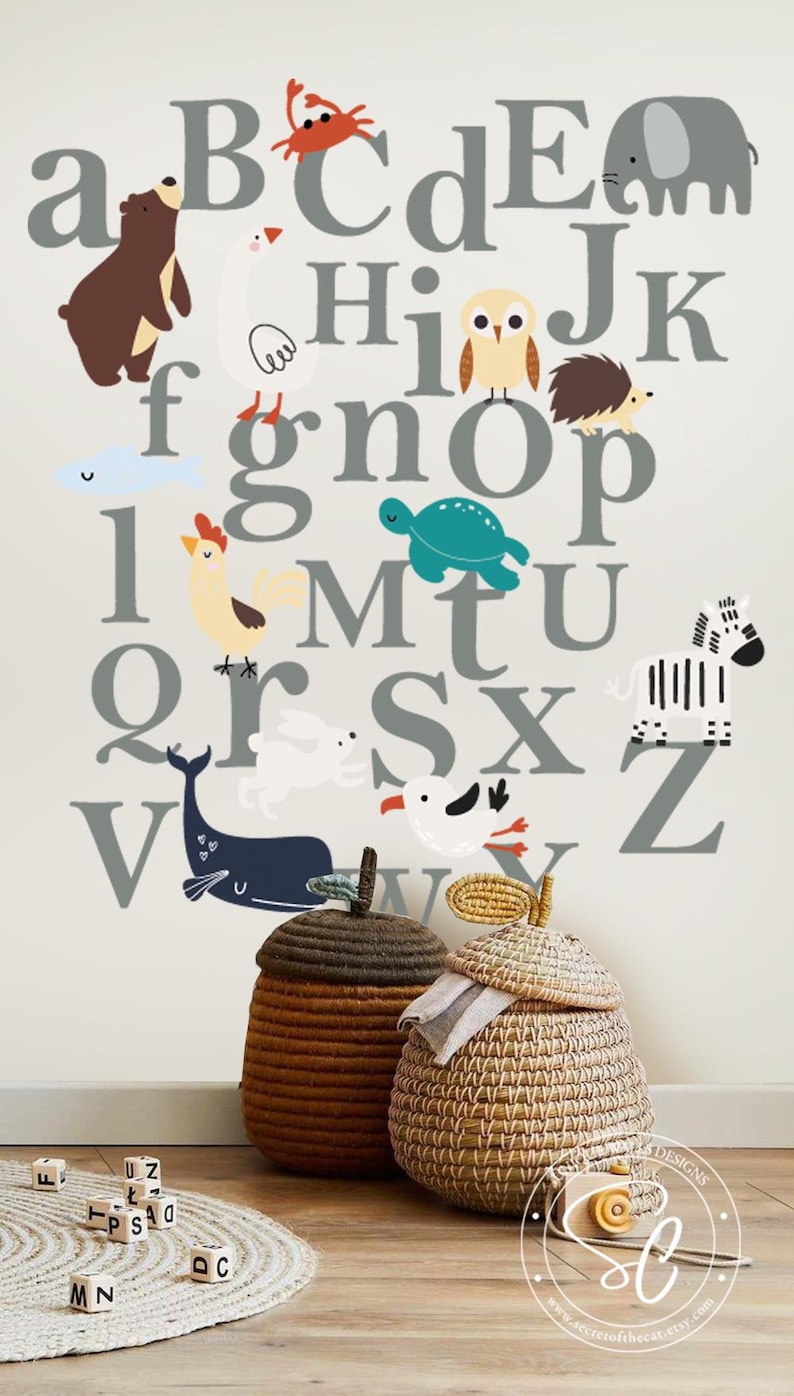 Alphabet Animals Nursery Wall Decal, ABC Vinyl Sticker - Etsy