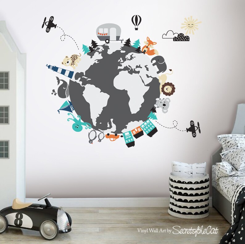 Kids World Map Decal, Nursery Wall Decor - Etsy Canada