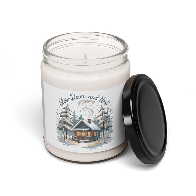 Cozy Winter Cabin Soy Candle, Slow Down and Nest, Scented 9oz image 10