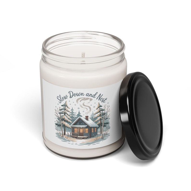 Cozy Winter Cabin Soy Candle, Slow Down and Nest, Scented 9oz image 2