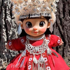 Handgefertigtes Miao Ethnic Style Labubu Outfit: Benutzerdefinierte chinesische Kleidung
