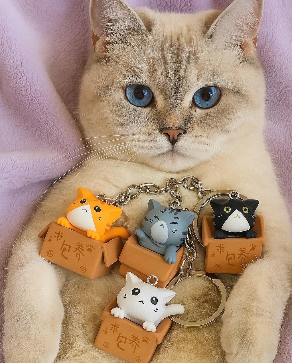 Porte-clés Hello Kitty En Cristal Autrichien - Bleu, Mignon, Parfait Cadeau De Noël - Neuf