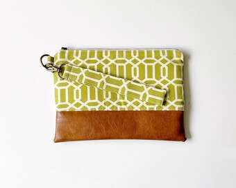 Lime Green Mommy Clutch - Wallet Clutch - Small handbag - Floral Wristlet - Wallet Clutch