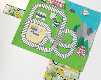 Train Play Mat - Travel Play Mat - On the Go - Fold Up Play Mat