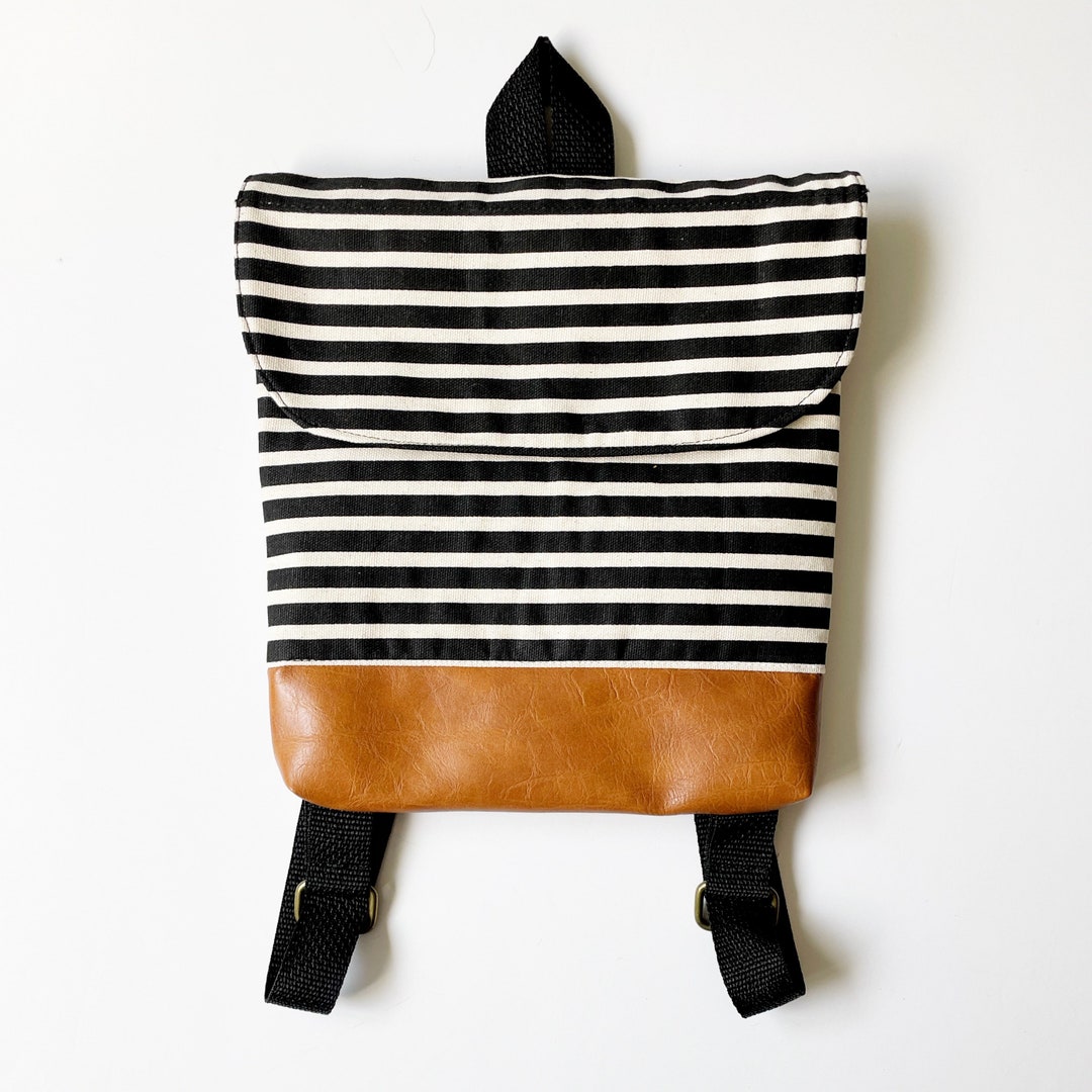 Mini Striped Backpack Black & White Stripe Tiny Pack - Small Backpack - Toddler Backpack ...