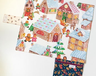 Gingerbread Village Play Mat - Travel Mat - Travel Play Mat