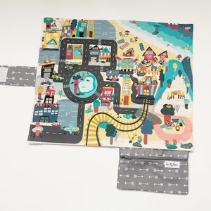 City Play Mat - Alfombra de viaje plegable - Juguete de viaje - Juego de viaje - Alfombra de coche de viaje