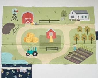 Folding Farm Play Mat: Travel Toy with Tractor Pouch