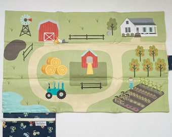 Large Farm Play Mat - Travel Mat - Tractor - Farm - Pretend Play - Farm Play