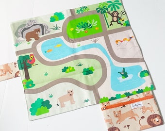 Zoo Play Mat - Travel Play Mat - On the Go - Fold Up Play Mat