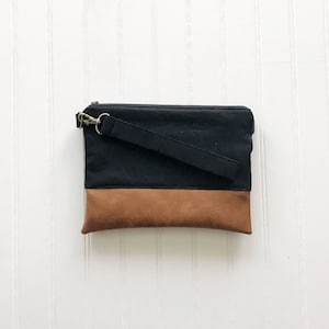 Solid Black Mommy Clutch - Wallet Clutch - Small handbag - Black Wristlet - Wallet Clutch