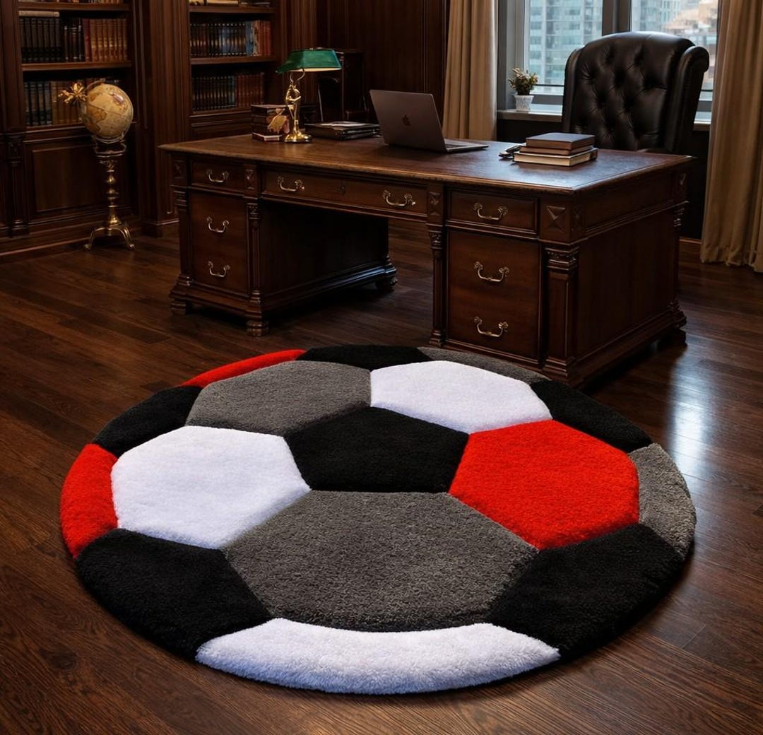 Football Design Hand Tufted Rug – Soccer Ball Area Rug Soccer Ball Rug ...