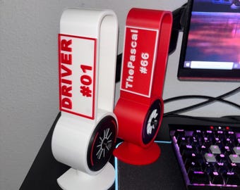 Soporte para auriculares de videojuegos – Regalo para aficionados al automovilismo – Diseño de carreras – Personalizable – Impresión 3D