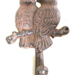 Blue Birds Cast Iron Hook – Rustic Garden Wall Hanger for Towels & Coats