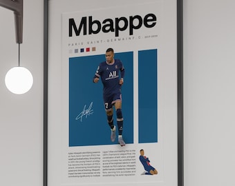 Kylian Mbappé Soccer Poster: PSG Sports Wall Art