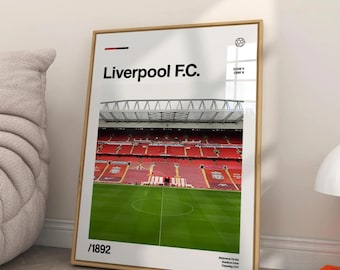 Anfield Stadium Poster: Liverpool FC Minimalist Football Wall Art