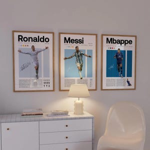 Mbappe Ronaldo Messi 3 Packs Poster Bundler, Football Poster Bundler, Soccer Print , Wall Decor, Minimalist Football Wall Art