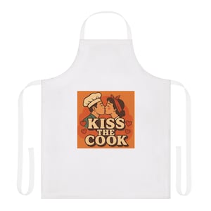 Gift for Chef - Colorful &quot;Kiss the Cook&quot; Apron, Fun Kitchen Cooking Accessory, Ideal Wedding & Anniversary Present