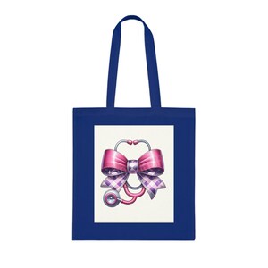 Chic Cotton Tote with Pink Bow Design | Stylish Eco-Friendly Bag for Shopping, Gifts, Teachers, Nurses, or Everyday Use