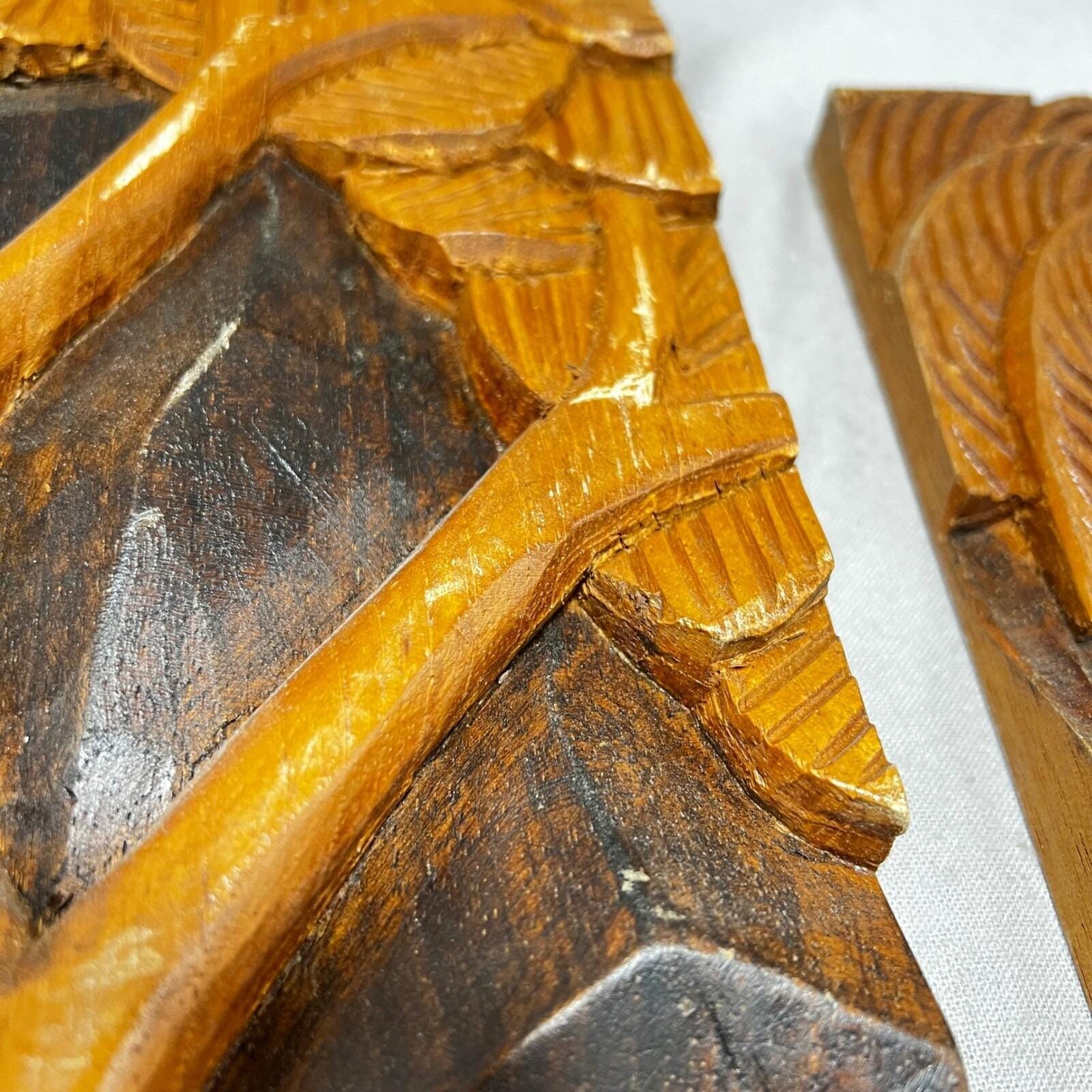 ヴィンテージ アマゾン ブラジル 木彫りパネル トロピカルシーン