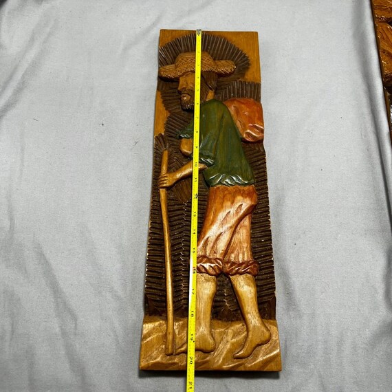 ヴィンテージ アマゾン ブラジル 木彫りパネル トロピカルシーン