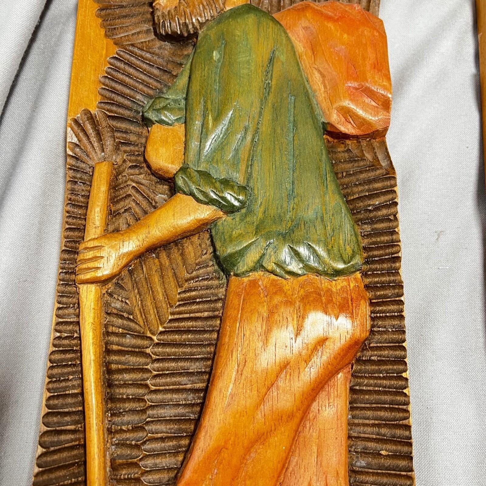 ヴィンテージ アマゾン ブラジル 木彫りパネル トロピカルシーン