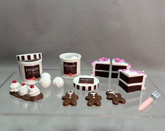 Vintage 90's Tyko Kitchen Littles Miniature Play Food Lot Dreyer's Gingerbread