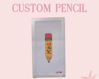 Custom Pencil Needlepoint Canvas | Child’s Handwriting Bag Charm | Personalized Teacher Gift | Back to School Canvas