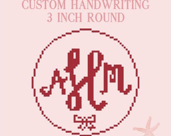 Custom Handwriting Needlepoint Canvas | 3in Round Painted Canvas | Personalized Memorial or Gift