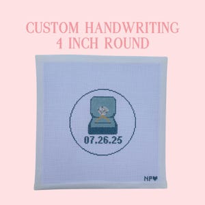 Custom Needlepoint Engagement Ring Canvas | 4in Round Painted Canvas