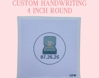Custom Needlepoint Engagement Ring Canvas | 4in Round Painted Canvas