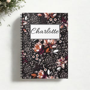 Floral Personalized Notebook, Custom Ruled Journal, Pretty Floral Diary, Personalized Writing Journal, Spiral Bound Notebook, Custom Gift
