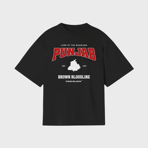 Punjab Bloodline Oversized Tee | Punjabi Heritage Graphic T-Shirt | Desi Streetwear Top