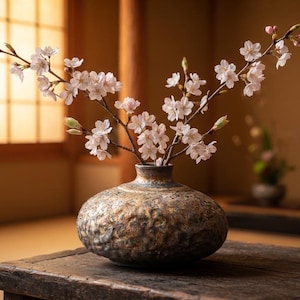 Handmade Wabi Sabi Gilded Ceramic Bud Vase - Small Antique Style Flower Pot