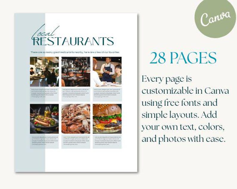 Beach Cottage Welcome Book Template, Canva Editable Airbnb Guest Guide ...
