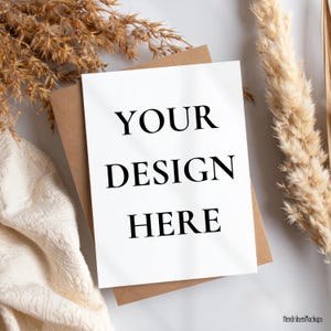 Mockup di biglietto Boho 5x7 Mockup di biglietti Invito di nozze Biglietto d'invito di compleanno JPG Download digitale Mockup di biglietto d'auguri Mockup minimalista