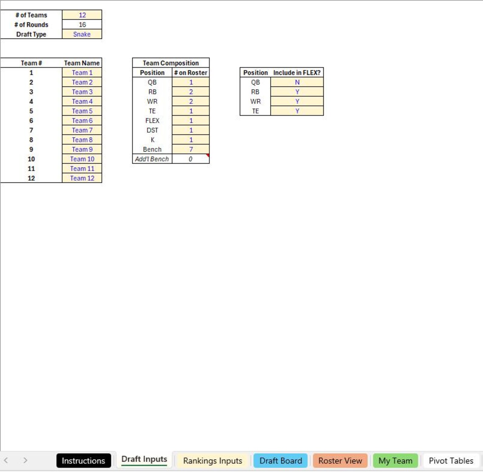 2026 and Beyond | Fantasy Football Draft Board & Analyzer Excel ...
