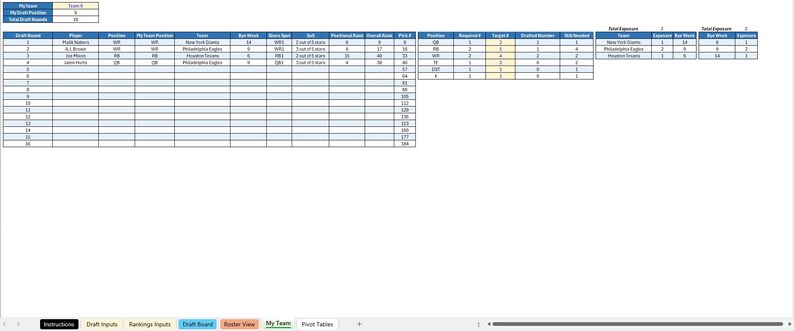 2026 and Beyond | Fantasy Football Draft Board & Analyzer Excel ...