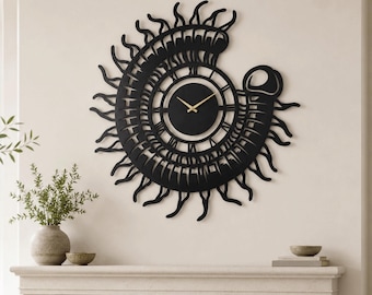 Centipede Wall Clock Metal Insect Art Entomology Decor Bug Lover Gift Goth Home Sign Millipede Silhouette Dark Academia Weird Oddity ,