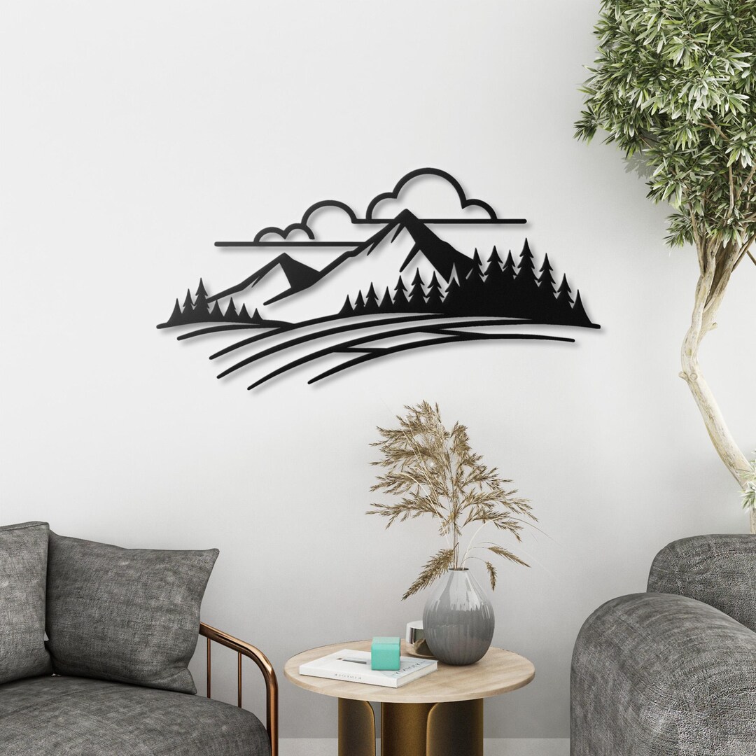 Mountain Pine Forest Metal Wall Art : Rustic Cabin Wall Art - Etsy