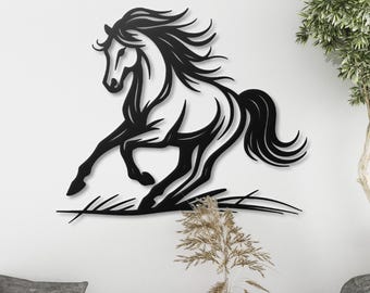 Metal Running Horse Wall Art: Rustic Farmhouse Wall Decor