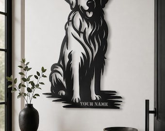 Golden Retriever Metal Wall Art Minimalist Dog Silhouette Decor, ,