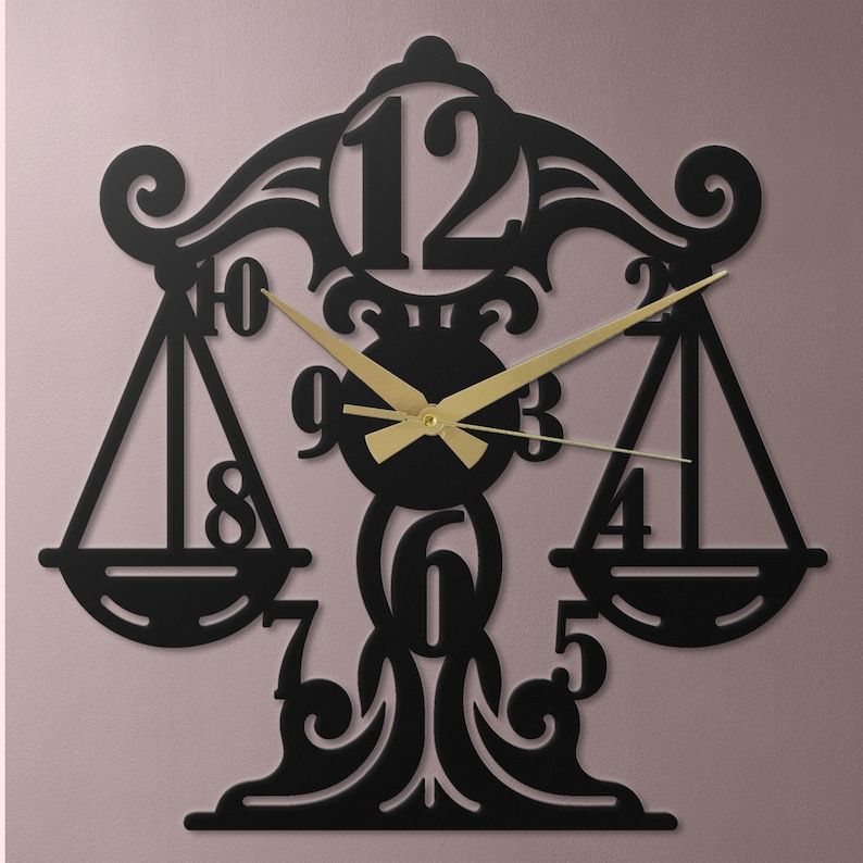 Judge Clock Scales of Justice Metal Wall Clock Law Office Decor Lawyer Gift ...
