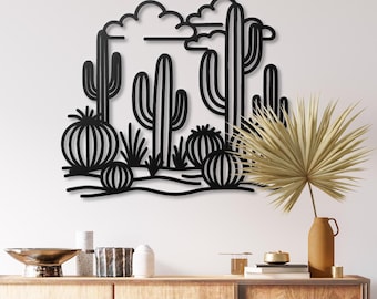 Metal Cactus Wall Art Southwestern Desert Landscape Wall Decoration