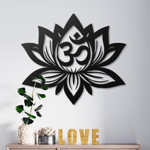 Om Symbol Metal Wall Art, Lotus Flower Decor, Yoga Studio Wall Hanging, Spiritual Gift, Meditation Room Art, Zen Decor, Metal Wall Sign