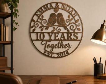 Custom Anniversary Metal Wall Sign Personalized 10/20/25/50 Year Together Plaque Wedding Milestone Name & Date Gift Family Keepsake Decor