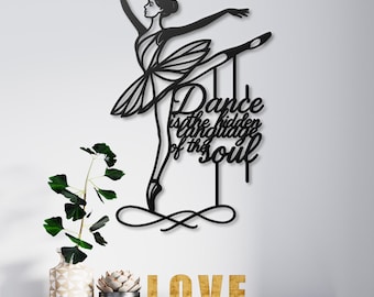 Ballerina Metal Wall Art: Laser-Cut Steel Dance Studio Wall Decor
