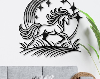Unicorn Metal Wall Art: Magical Rainbow Nursery Wall Decor